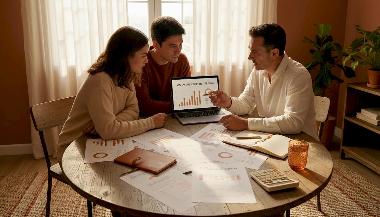 Singapore investors discussing market reports