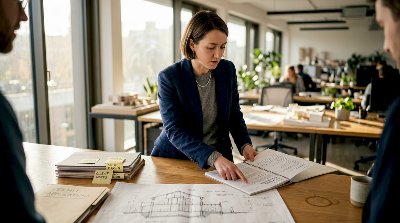Architectural Consultancy Explained: Compliance and Design Benefits Consultant discussing project at table
