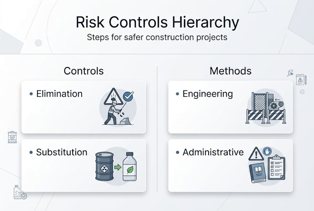 Infographic shows hierarchy of risk controls in construction