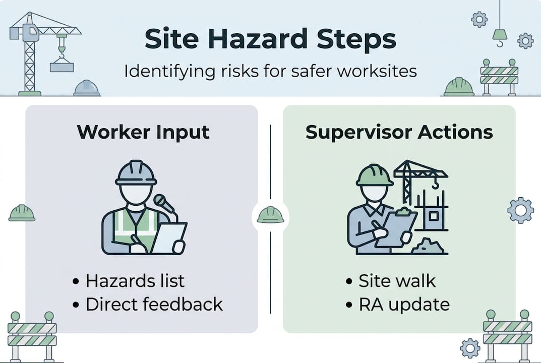 Infographic showing site hazard assessment steps