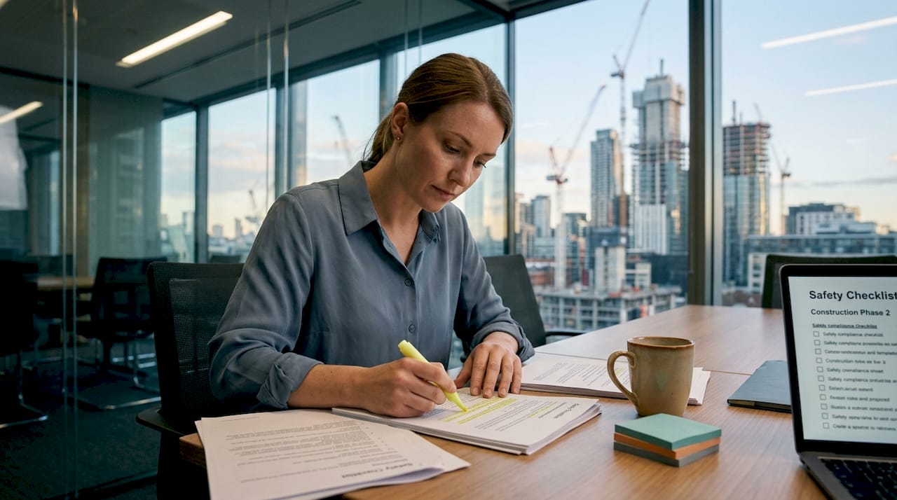 Manager sorting safety audit preparation documents