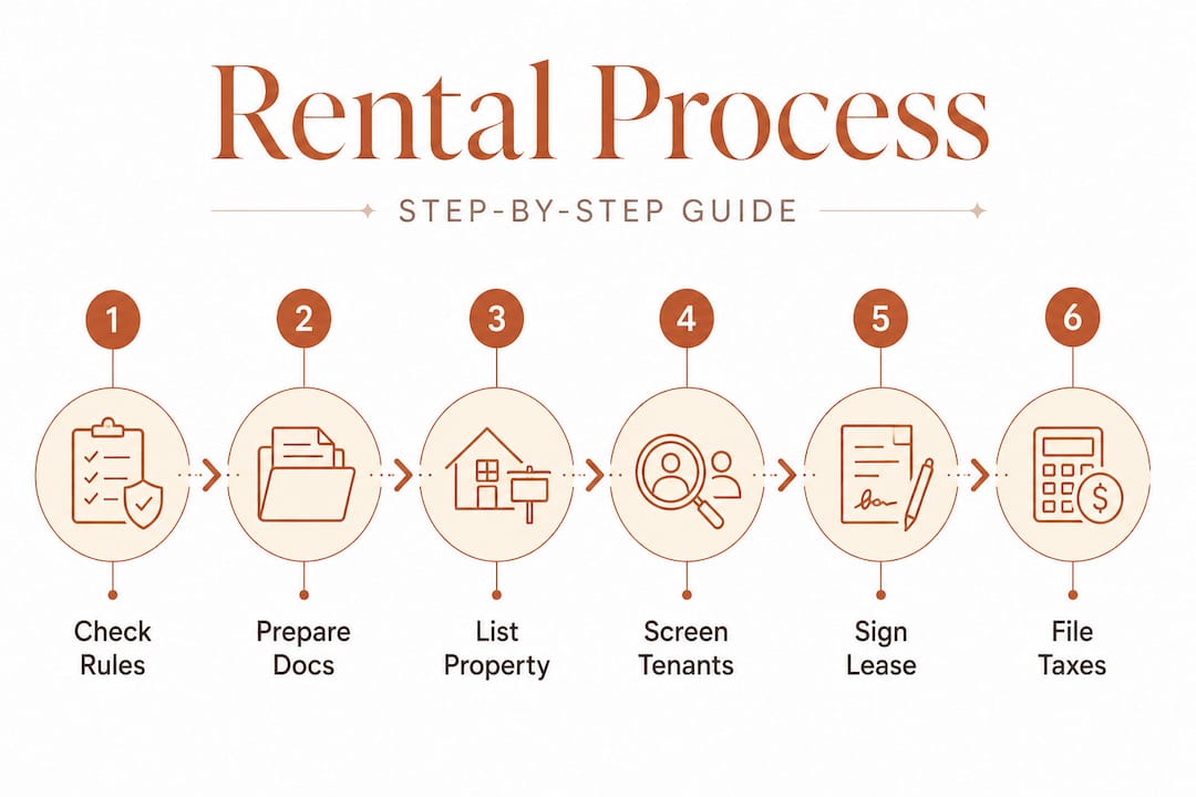 Infographic showing rental process step by step