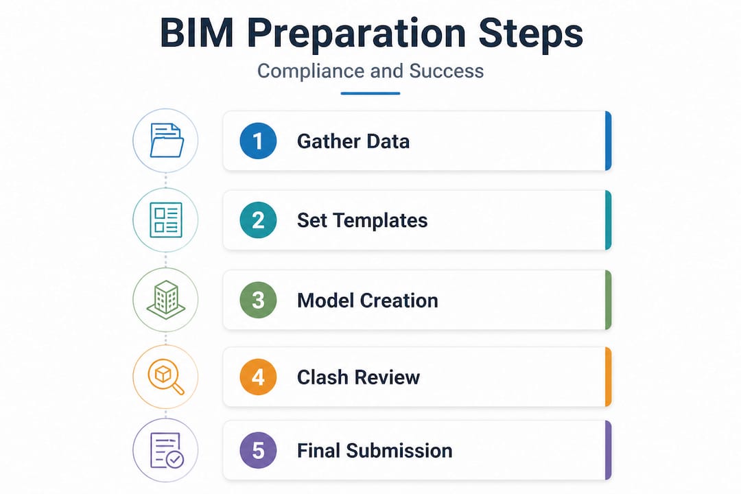 Infographic showing BIM preparation process step by step
