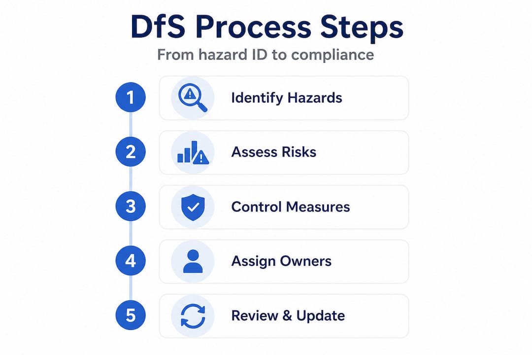 Infographic showing design for safety step-by-step process