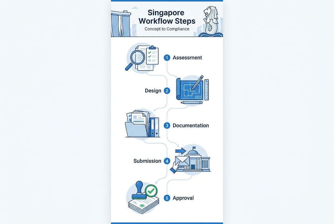 Structural engineering: A practical guide for Singapore projects Infographic of structural engineering workflow steps