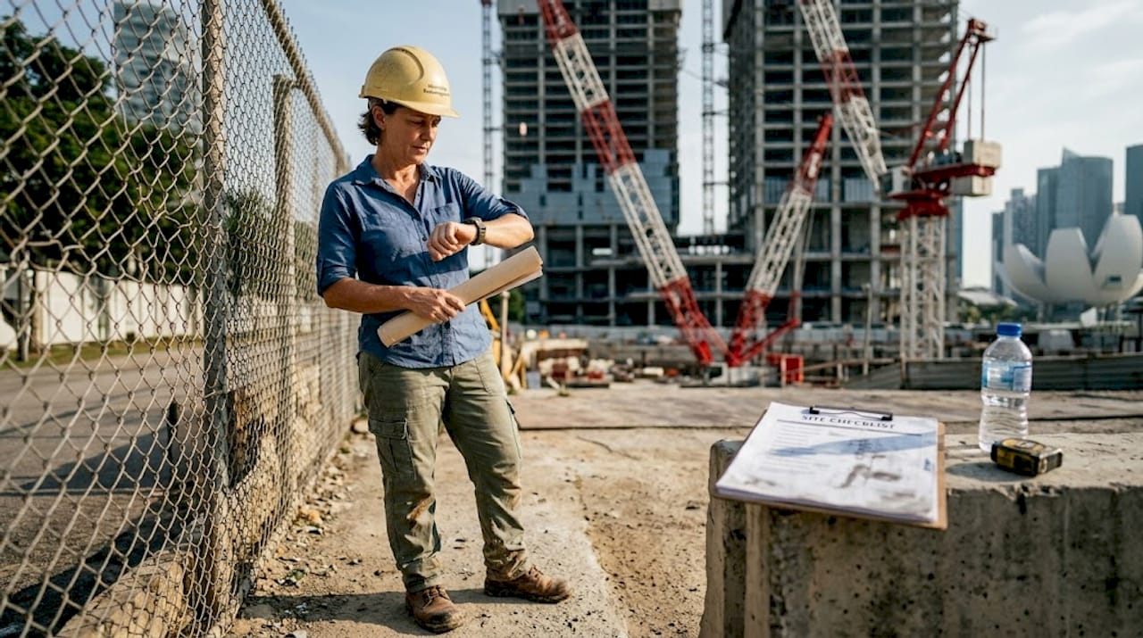 How Architectural Design Shapes Project Success in Singapore Project manager at active Singapore construction site