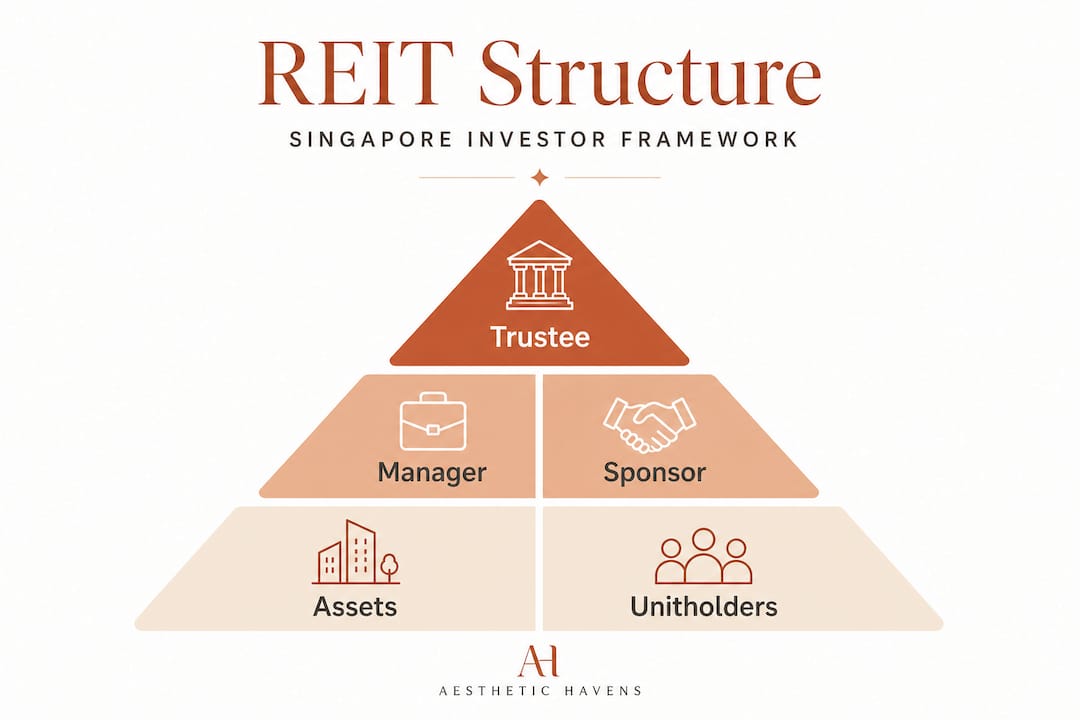 Infographic explaining Singapore REIT structure hierarchy