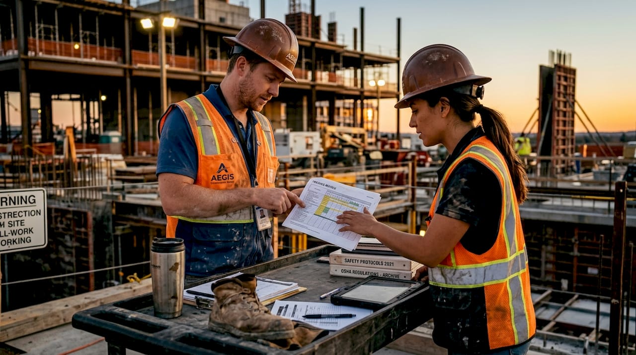 Supervisors reviewing training matrix on site