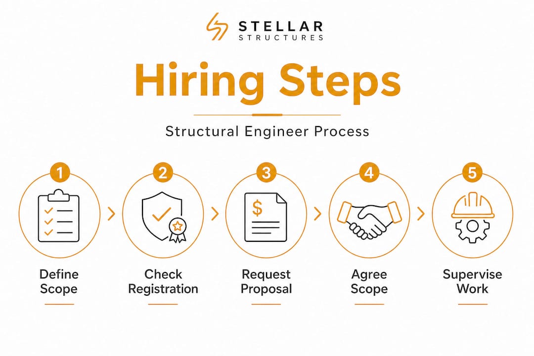 Infographic shows five steps to hire engineer