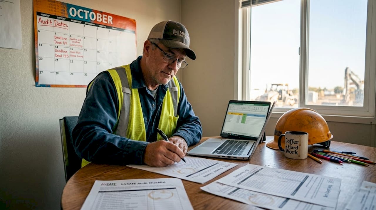 Supervisor completing bizSAFE safety audit forms