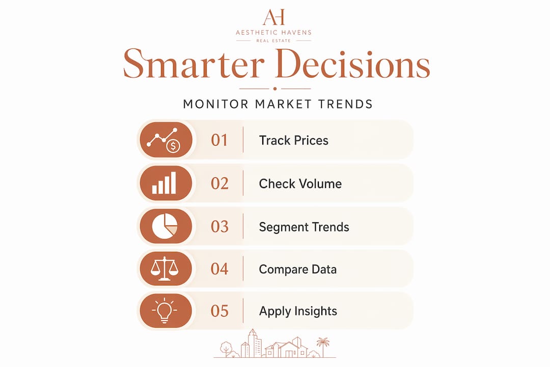 Infographic illustrating property trend decision process steps