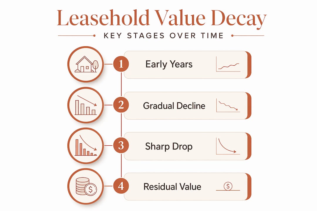 Vertical flow infographic of leasehold value decay stages
