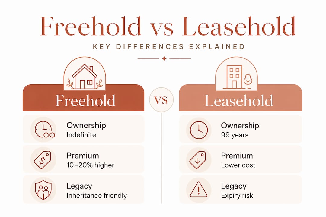 Infographic comparing freehold and leasehold