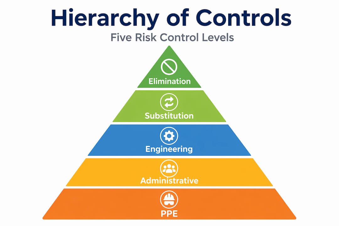 Infographic pyramid showing risk control hierarchy
