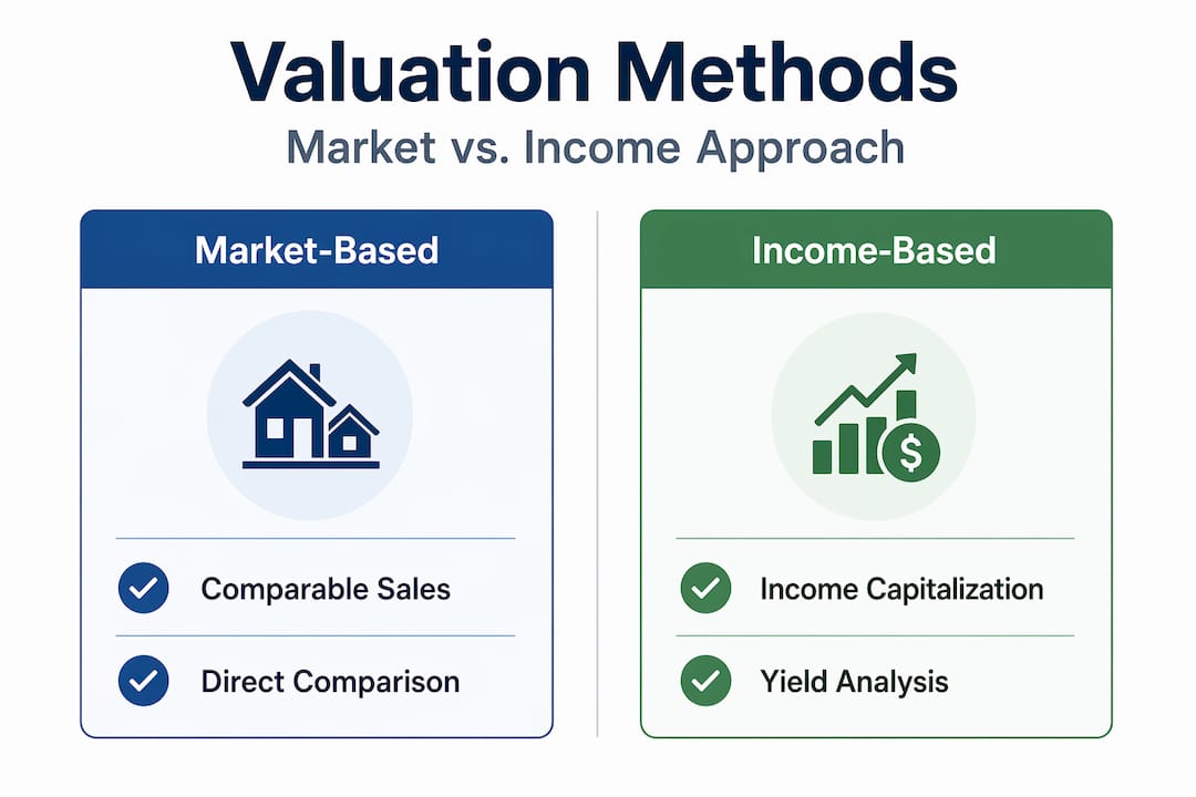 Infographic comparing valuation methods in Singapore