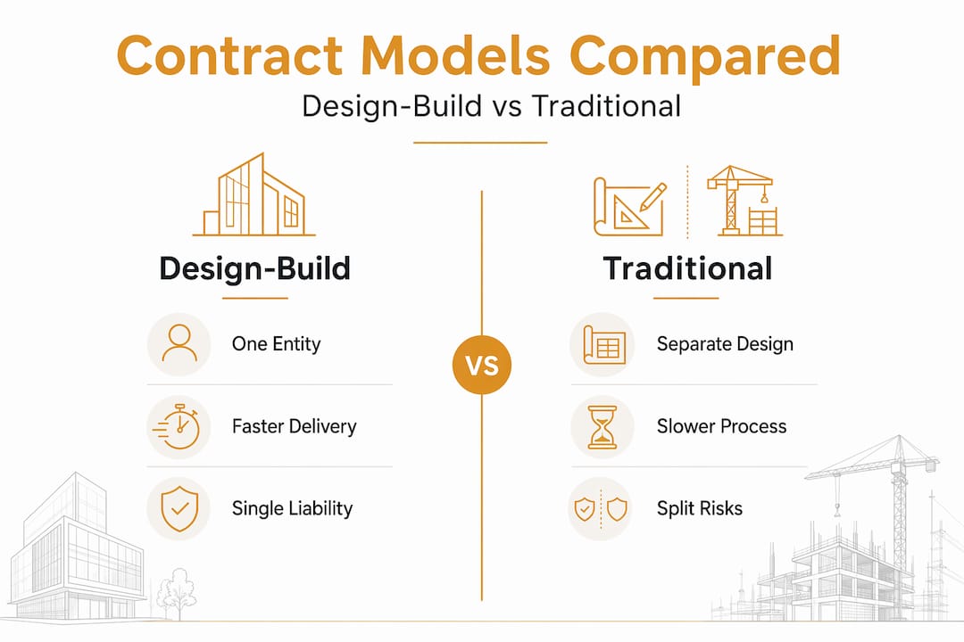 Infographic comparing design-build and traditional contracts