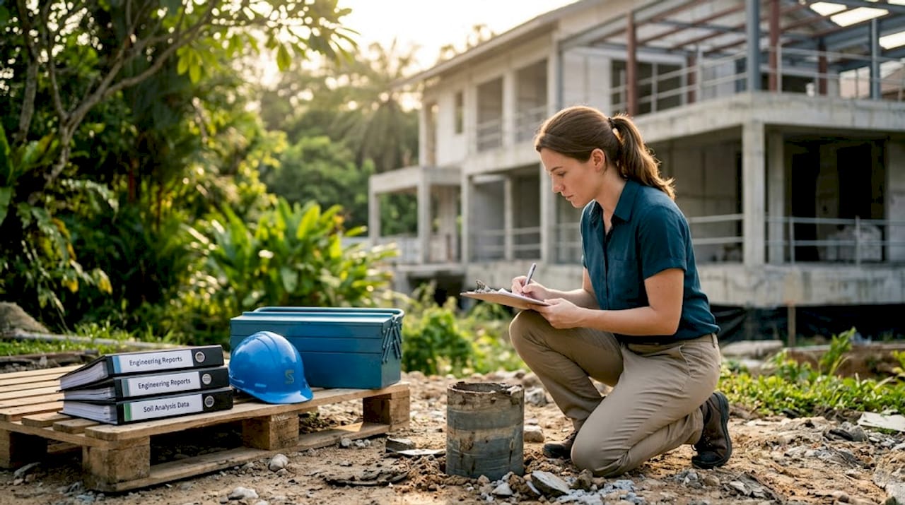 Civil engineering design: A guide for Singapore developers Site engineer recording ground investigation data