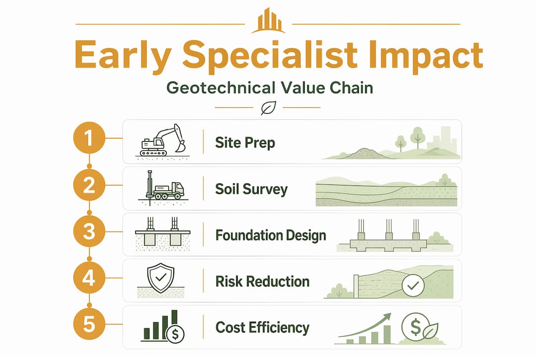 Infographic showing geotechnical workflow key steps