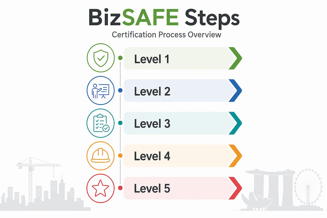 Infographic outlining BizSAFE certification steps