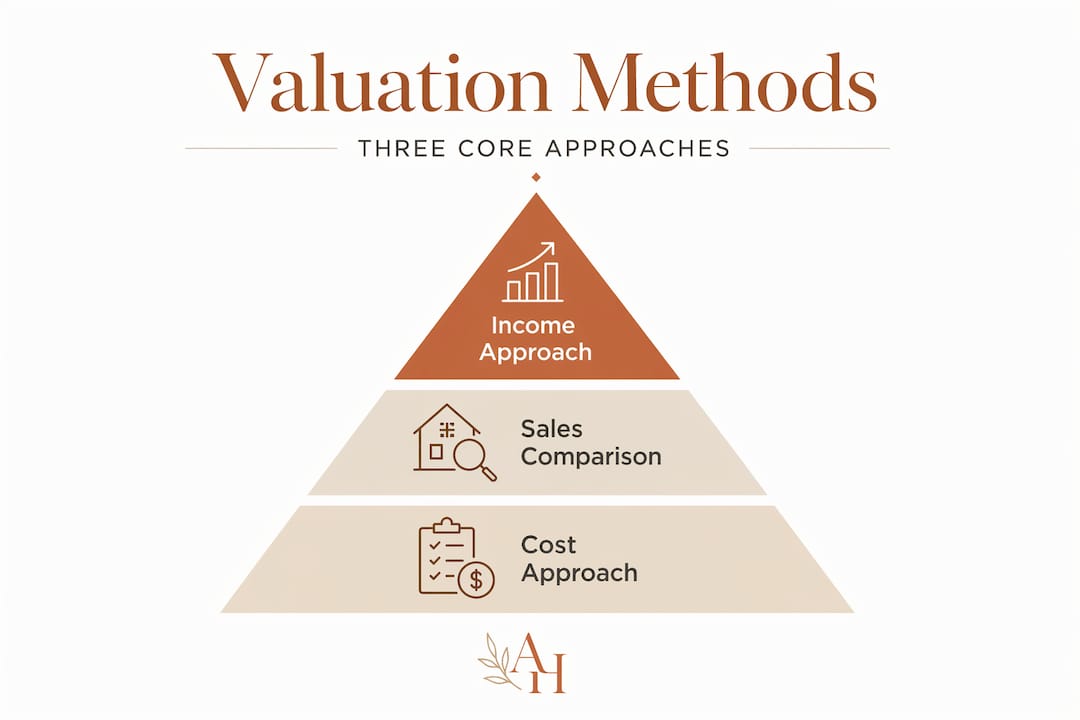 Hierarchy pyramid of three real estate valuation methods