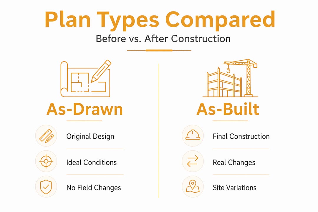 Infographic comparing as-drawn and as-built plans