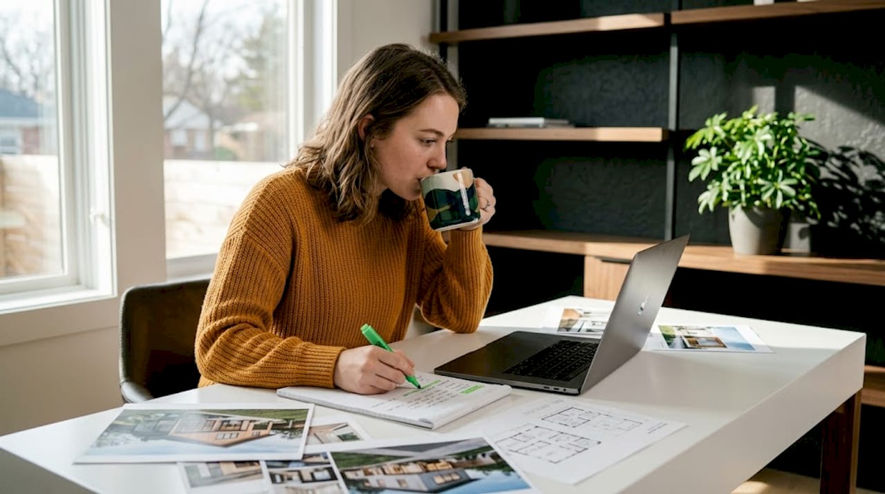 Woman researching Singapore residential architects