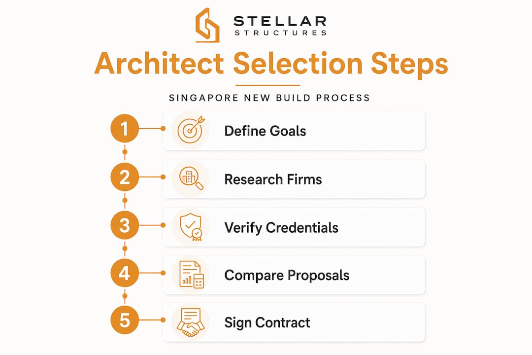 Infographic showing architect selection process steps