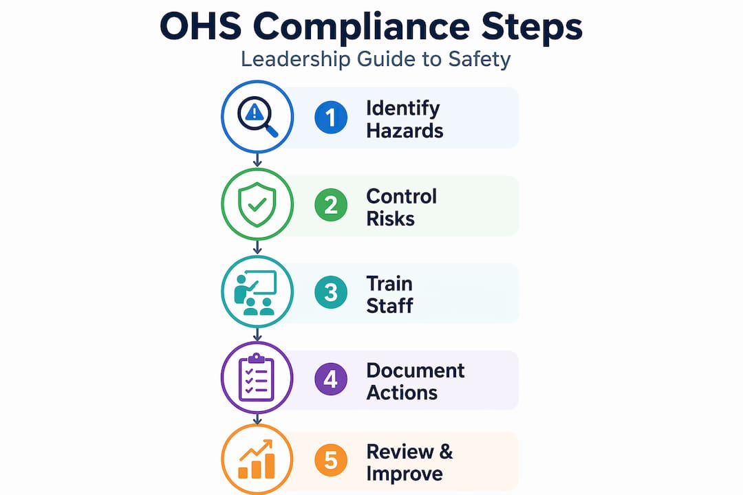 Infographic showing OHS compliance stepwise process