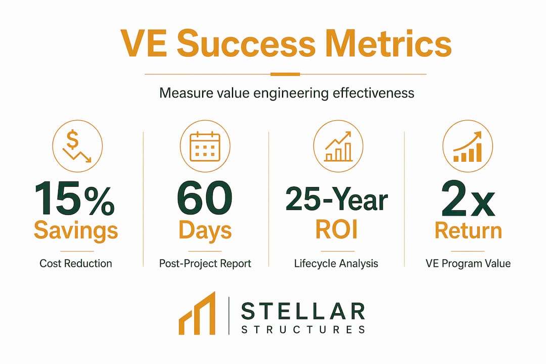 Infographic with value engineering metrics and key stats