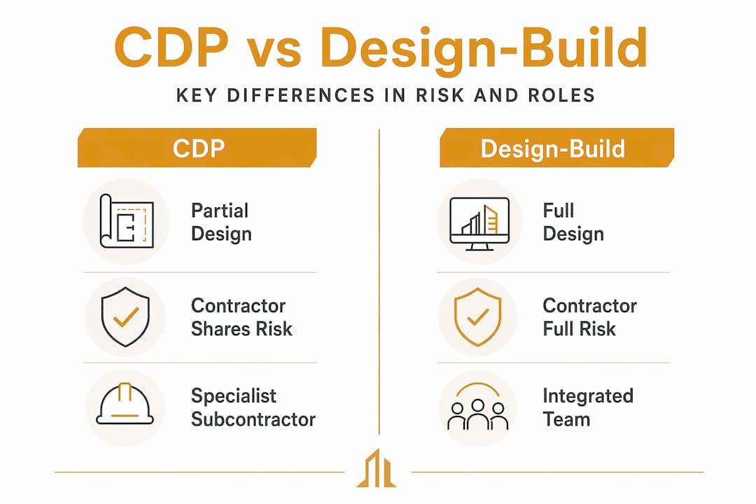 Infographic comparing CDP and Design-Build contract types