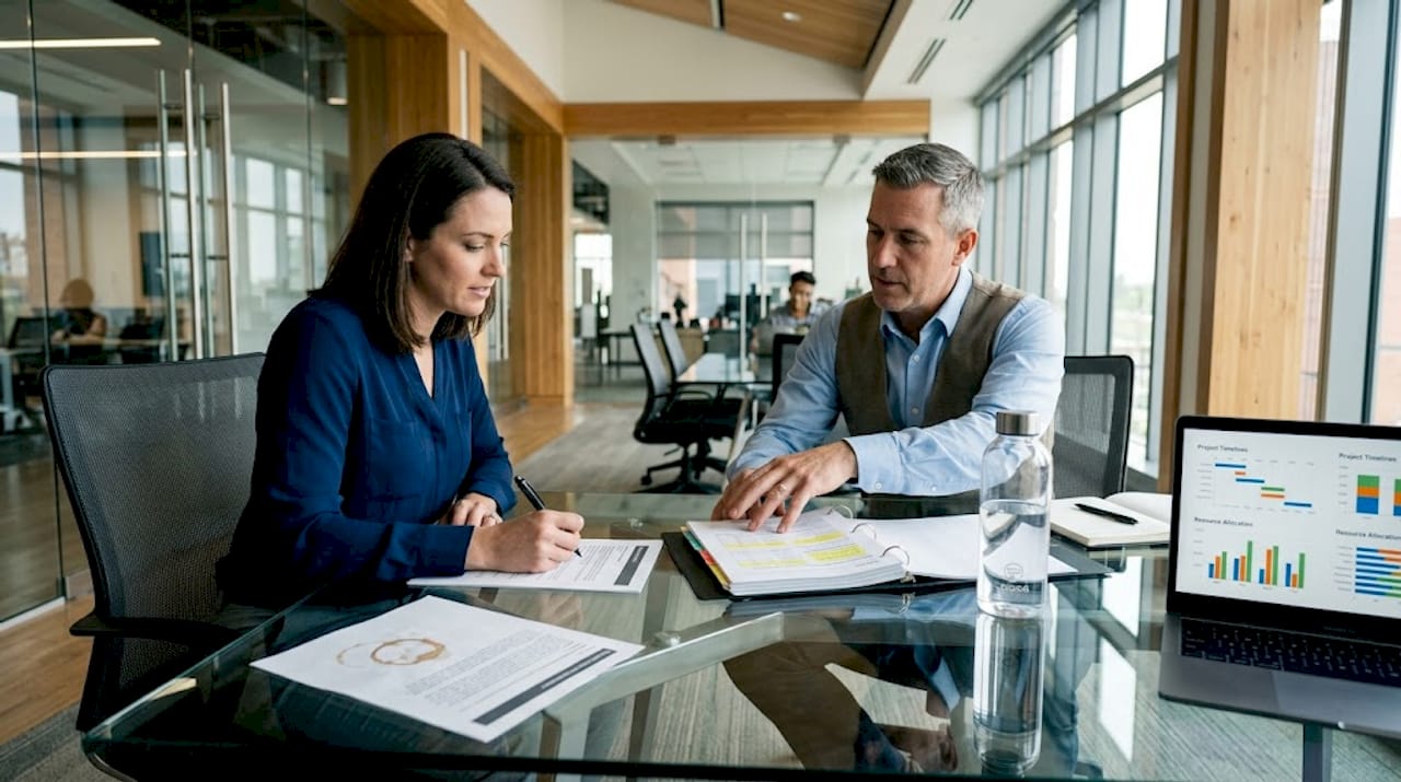 Contractor being screened in project office interview