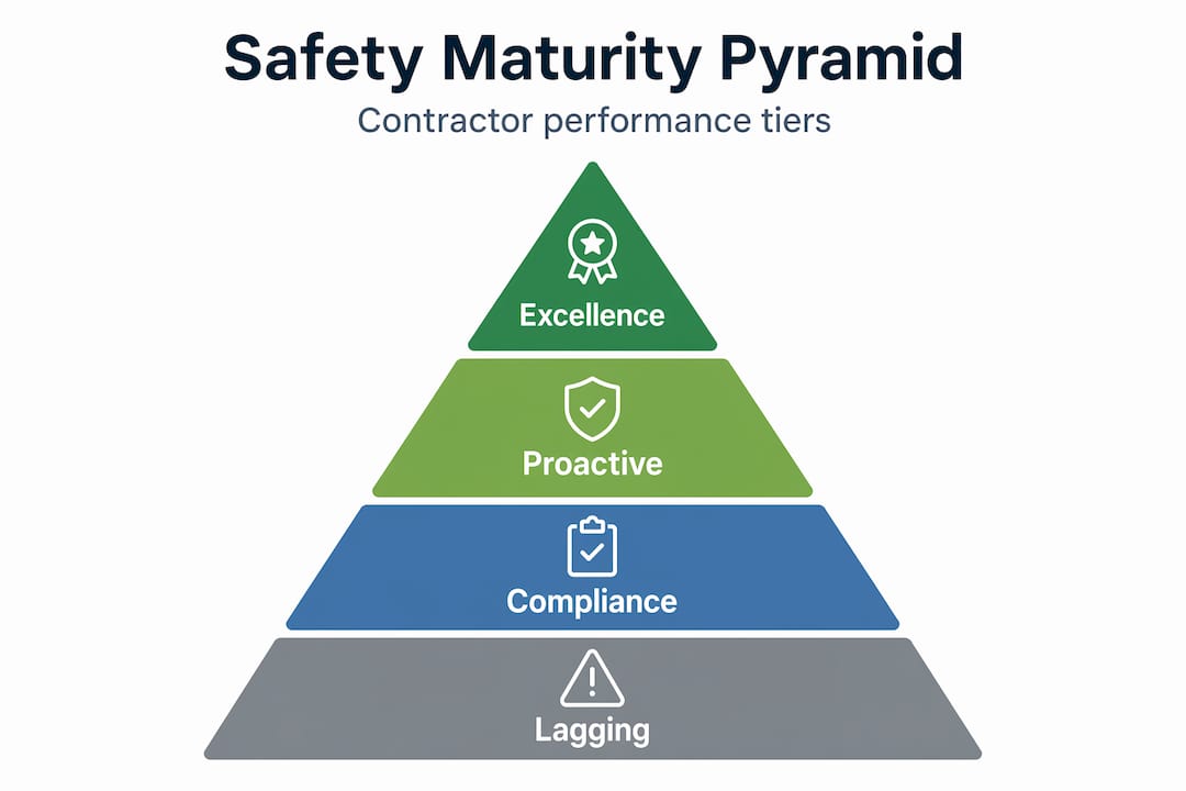 Infographic of contractor safety maturity pyramid