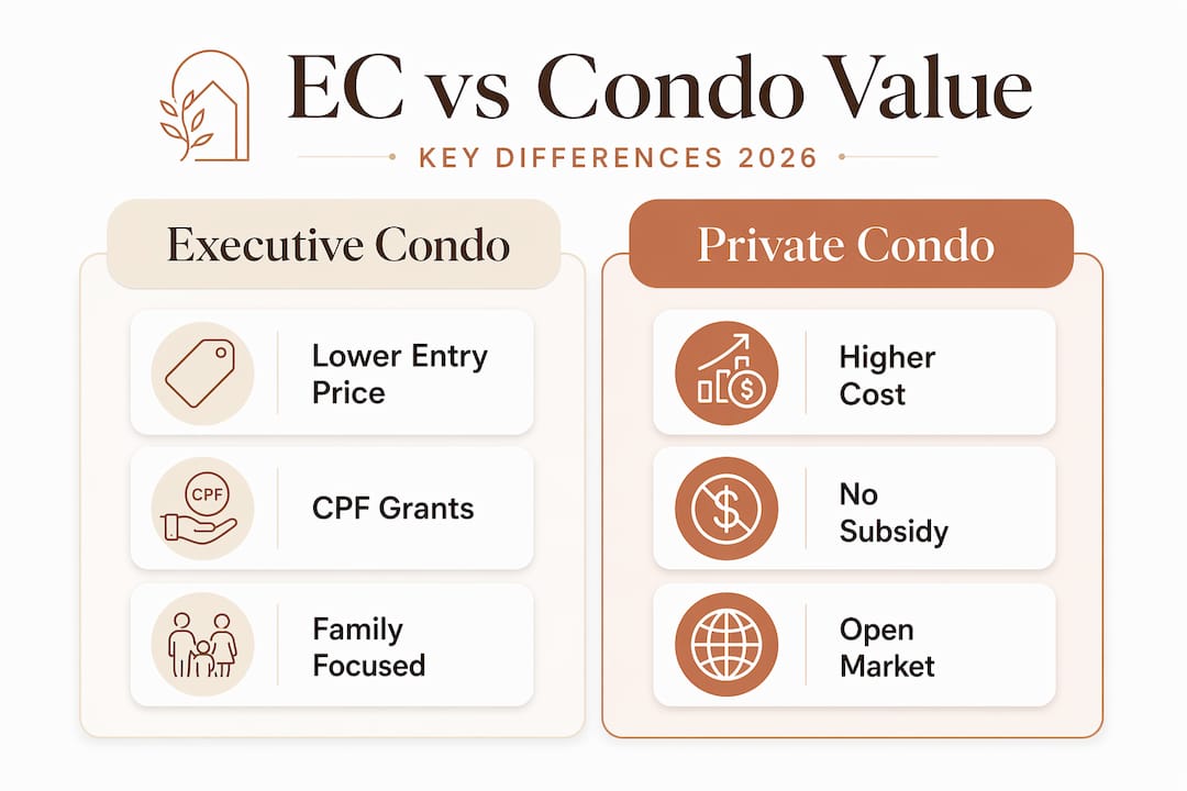Infographic comparing executive condos and private condos