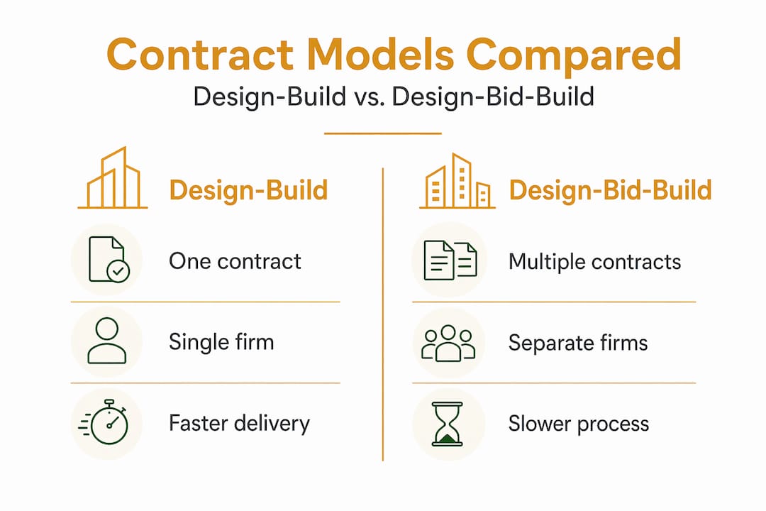Infographic comparing contract model types with key differences