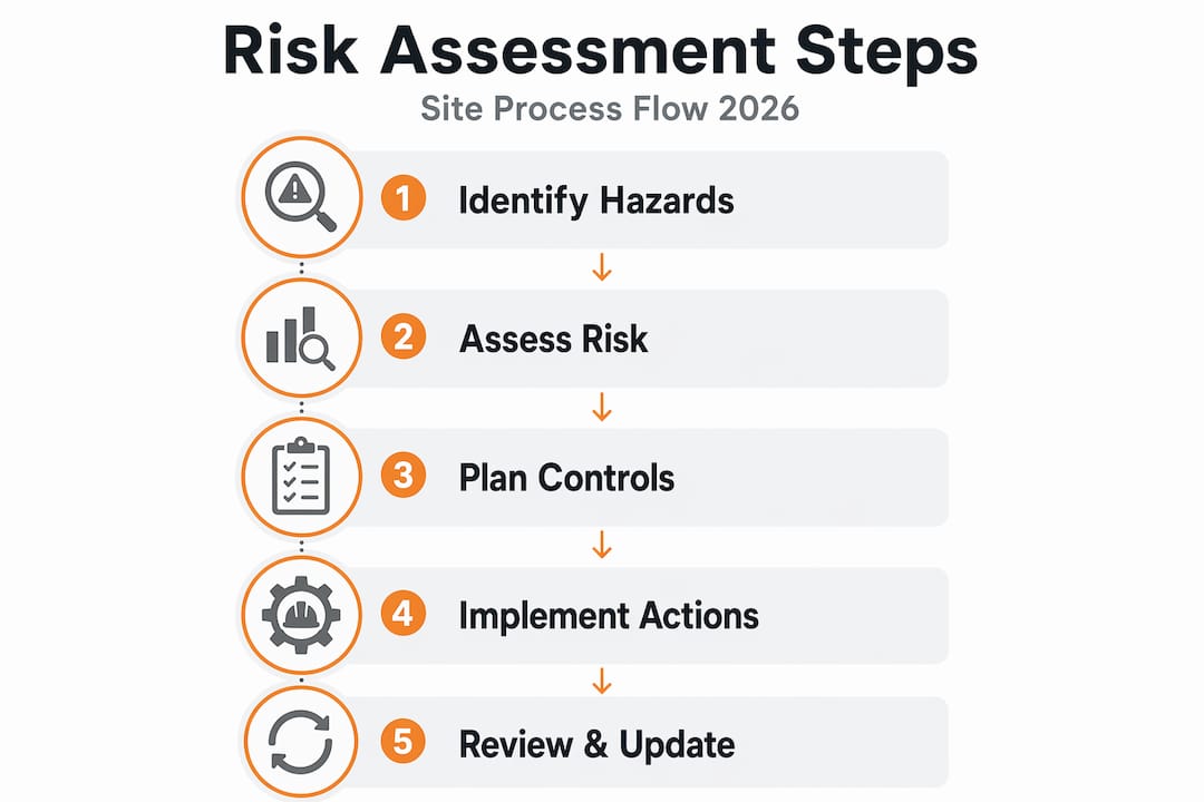 Infographic showing construction risk assessment steps