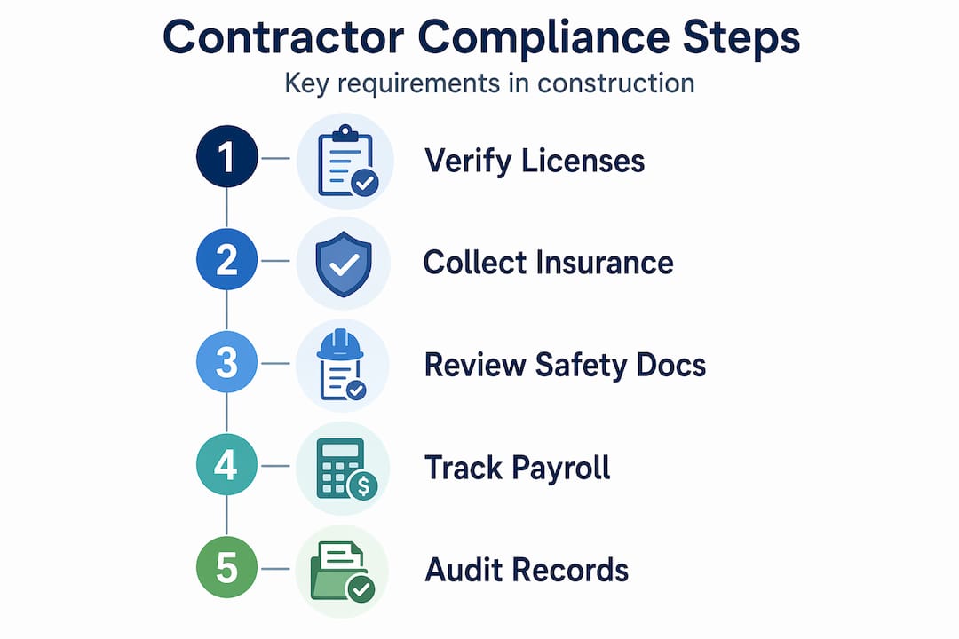 Infographic showing contractor compliance process steps