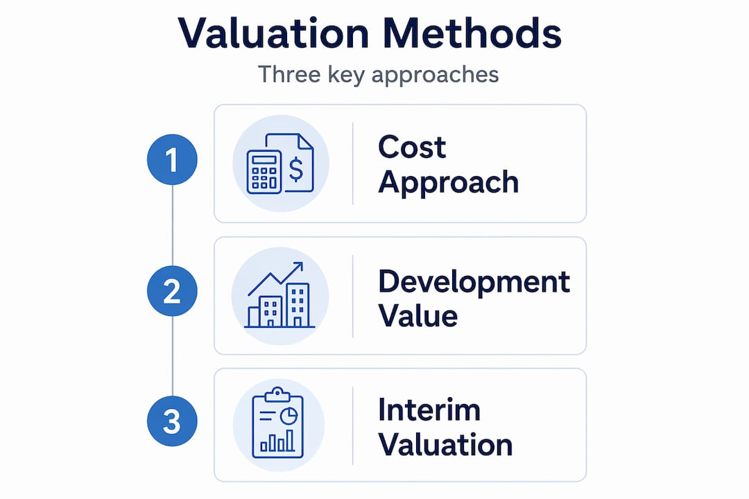 Infographic comparing construction valuation methods