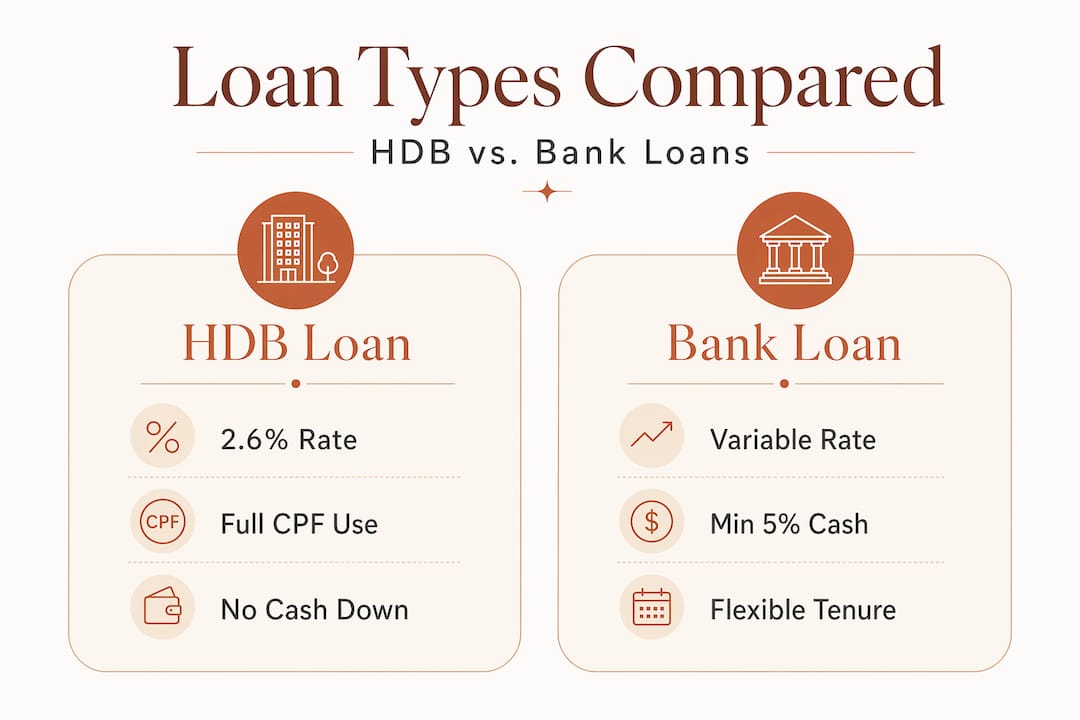 Infographic comparing HDB and bank loans