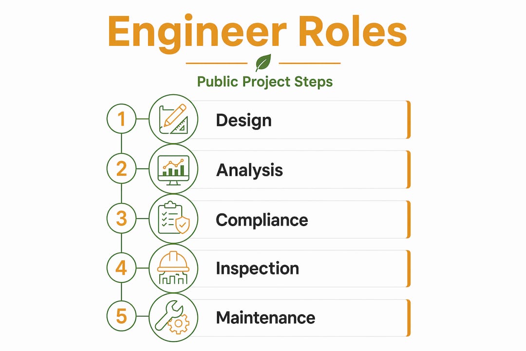 Vertical flow infographic engineer responsibilities