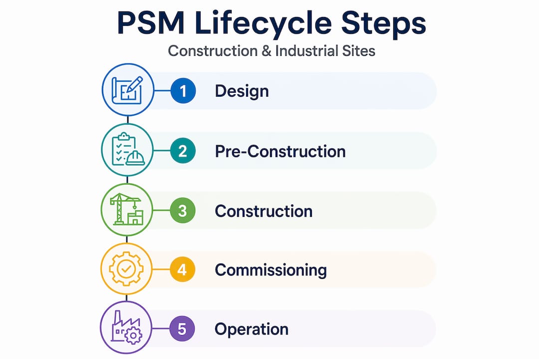 Infographic showing process safety lifecycle steps