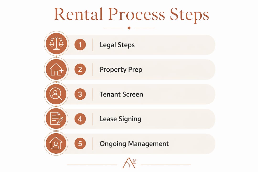 Infographic illustrating five key steps in landlord rental process