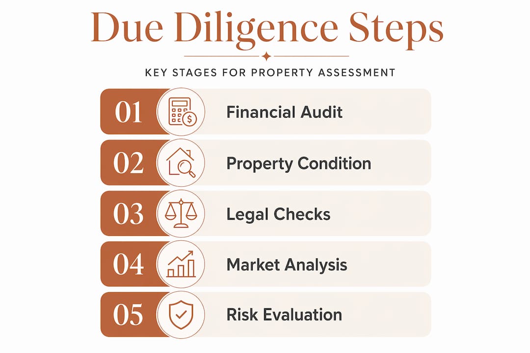 Infographic outlining commercial property due diligence steps