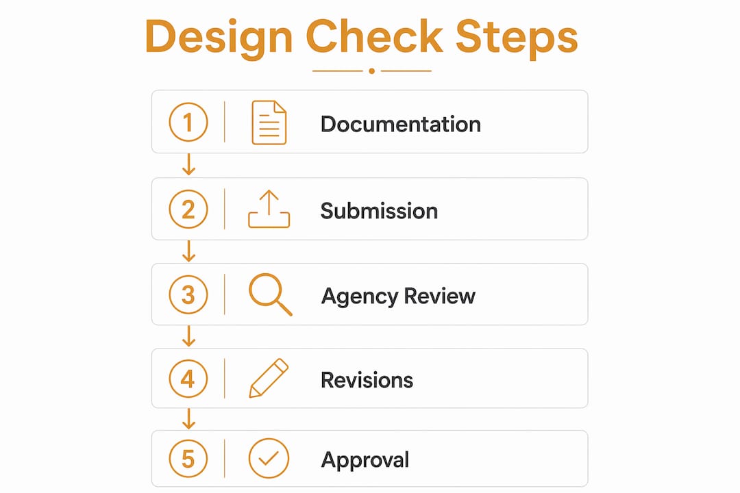 Infographic of design check process steps