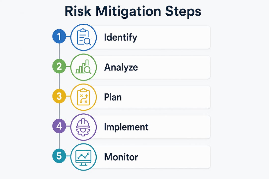 Infographic showing construction risk mitigation steps