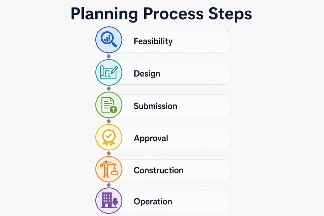 Infographic showing infrastructure project planning steps
