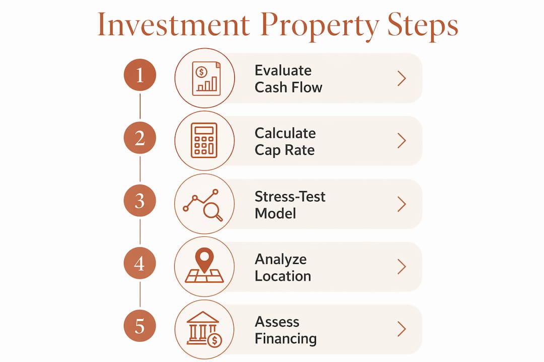 Infographic illustrating step-by-step investment property selection