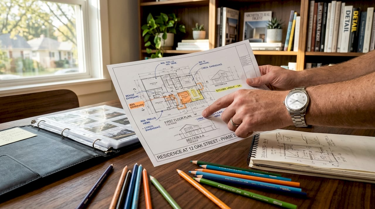 Project Submission Requirements Singapore: 2026 Guide Hands holding building plan with annotations