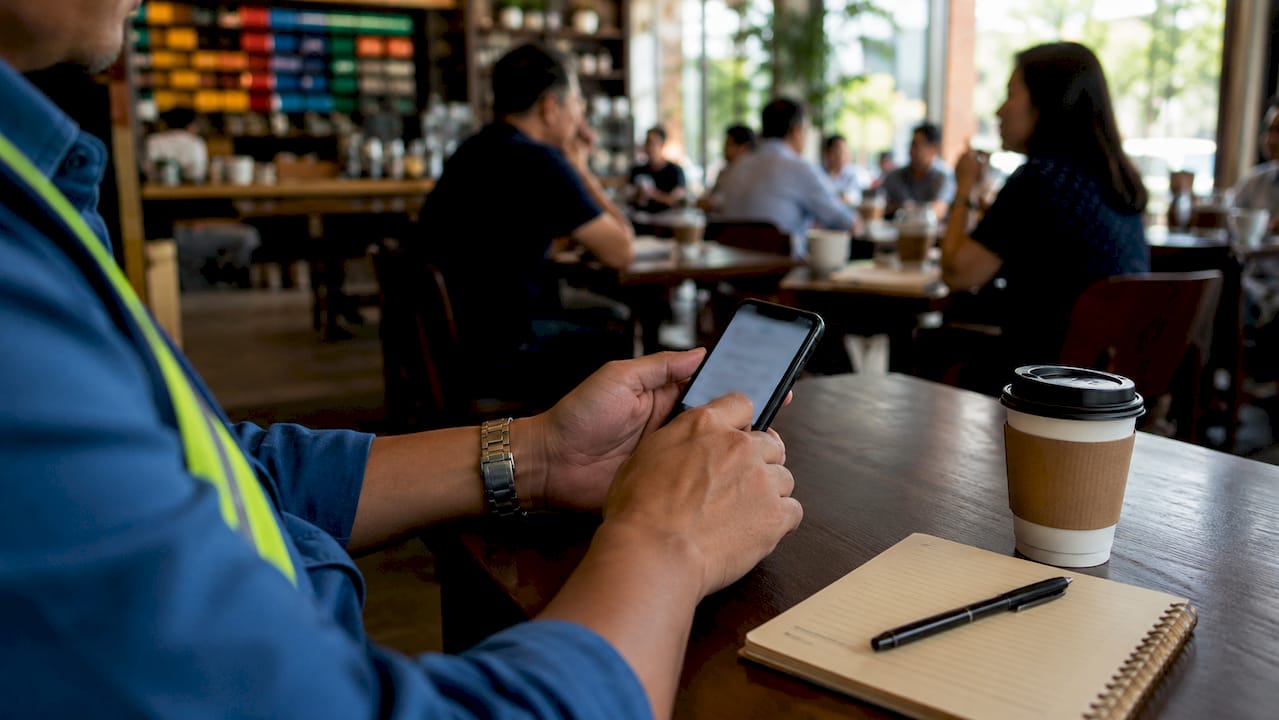 Construction Compliance Checklist for Singapore Projects Hands verifying construction permits on smartphone and printouts