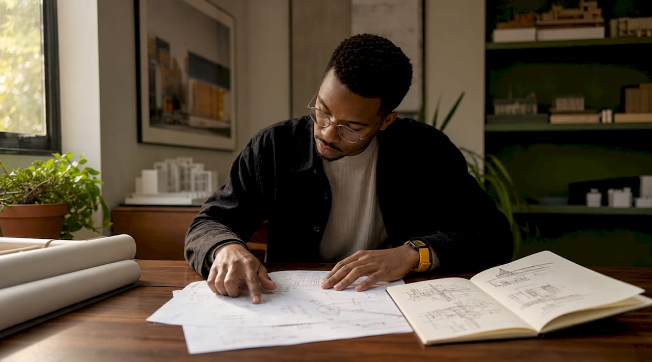 Architect reviewing community feedback documents