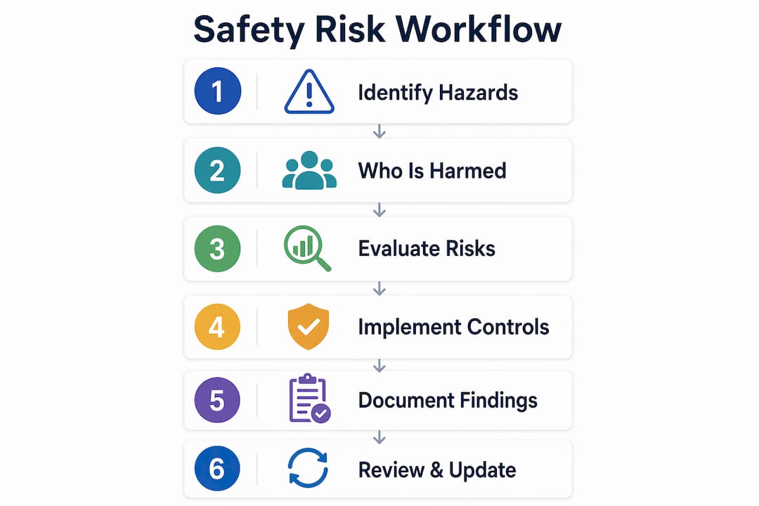 Infographic showing safety risk assessment workflow steps